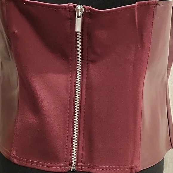 Tank Top Faux Leather Adjustable Spaghetti Straps. Burgundy! - Picture 4 of 8